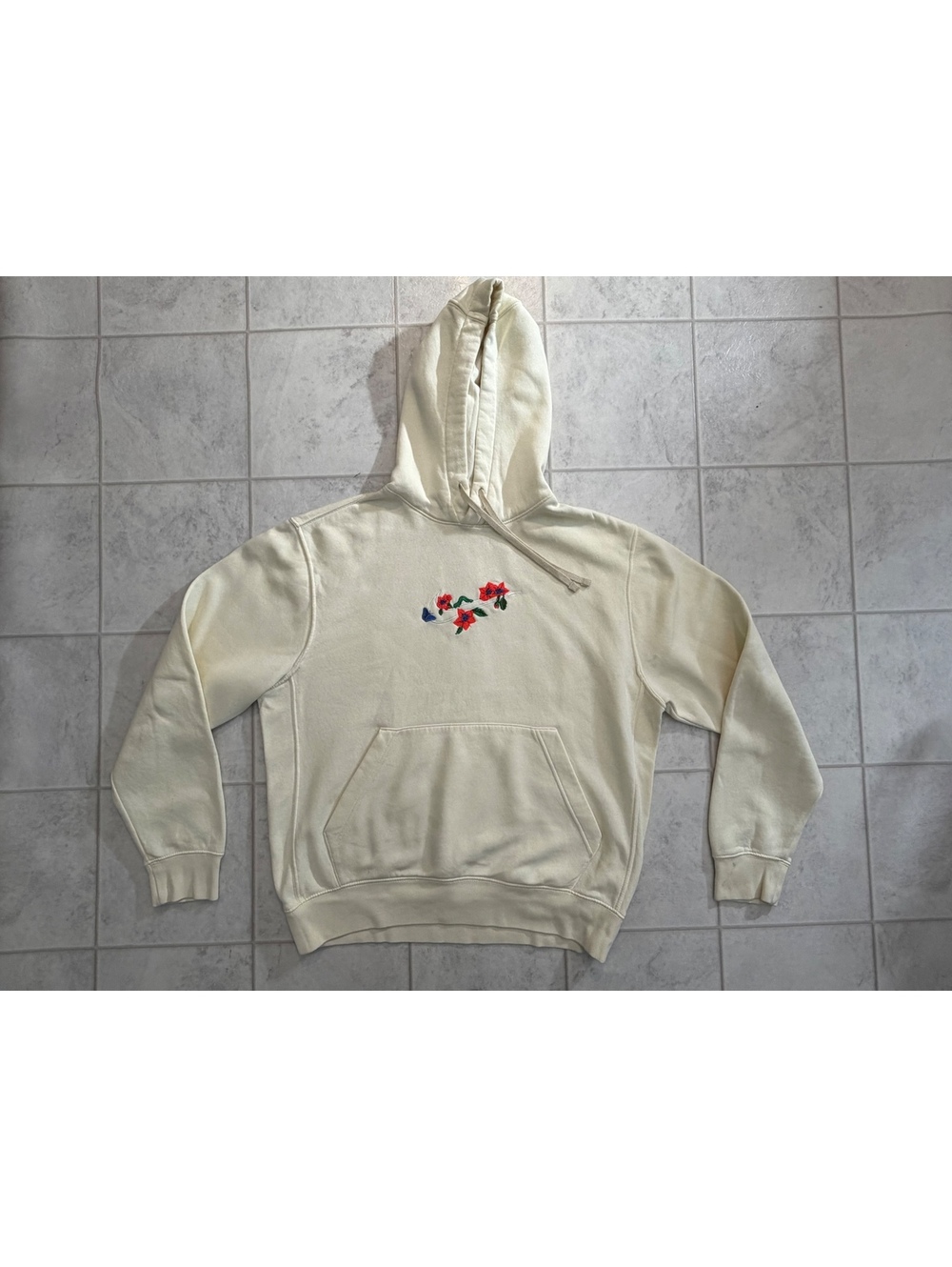 Nike cream floral embroidered hoodie